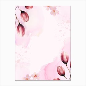 Watercolor Background With Pink Flowers Canvas Print