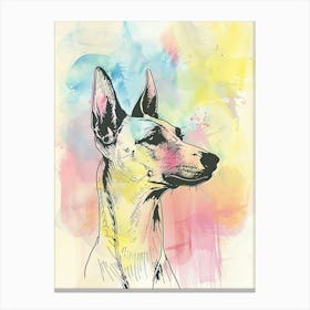 Pastel Watercolour Ibizan Hound Dog Line Illustration 1 Canvas Print