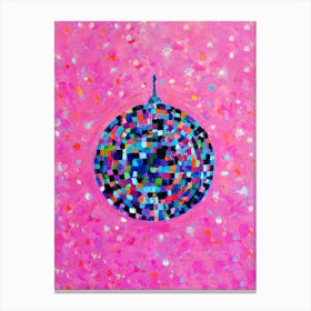 Disco Ball Pink Oil Paint Canvas Print