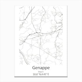 Genappe,Belgium Minimalist Map Canvas Print