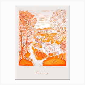 Tuscany Italy Orange Drawing Poster Canvas Print