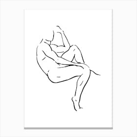 Male Body Sketch 1 Black And White Canvas Print
