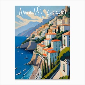 Amalfi Coast Italy Travel Poster Fauvist Style Painting Canvas Print