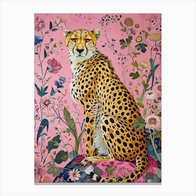 Floral Animal Painting Cheetah 1 Canvas Print