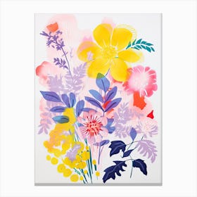 Colourful Flower Still Life In Risograph Style 6 Canvas Print