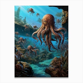 Octopus Migrating Illustration 1 Canvas Print