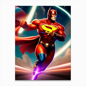 Superman In Action Canvas Print