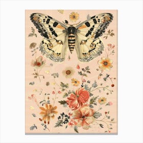 Pink Butterflies William Morris Style 1 Canvas Print
