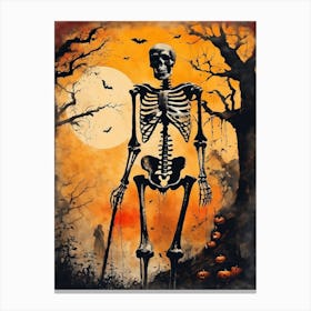 Vintage Halloween Gothic Skeleton Painting (8) Canvas Print