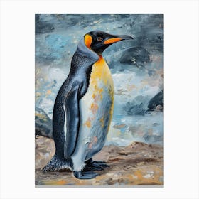 King Penguin Dunedin Taiaroa Head Colour Block Painting 4 Canvas Print