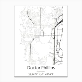 Doctor Phillips,United States Minimalist Map 1 Canvas Print