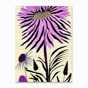 Purple Coneflower Wildflower Modern Muted Colours Canvas Print