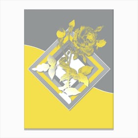 Vintage Provence Rose Botanical Geometric Art in Yellow and Gray n.317 Canvas Print