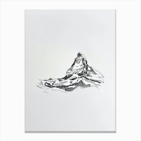 Matterhorn Switzerland Italy Line Drawing 7 Canvas Print