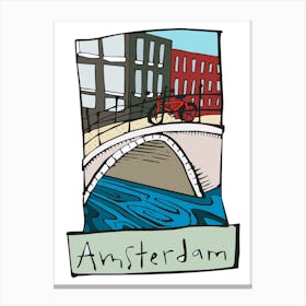 Amsterdam Illustration Print Art 1 Canvas Print