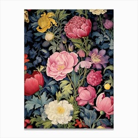 Flowers On Black Canvas Print