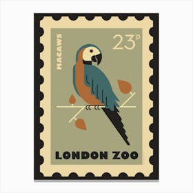 London Zoo Stamp Parrot Bird Kids Art Print Canvas Print