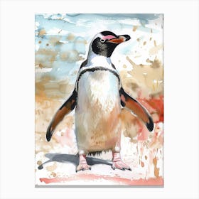 Humboldt Penguin Zavodovski Island Watercolour Painting 6 Canvas Print