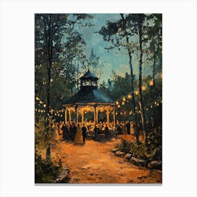 Elegant 19th Century Garden Party With Gazebo – Vintage Evening Event Art Print Canvas Print