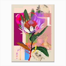Protea 1 Neon Flower Collage Canvas Print