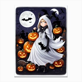 Witch With Pumpkins 2 Canvas Print