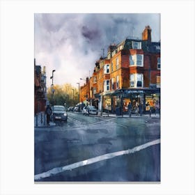 Barnet London Borough   Street Watercolour 3 Canvas Print