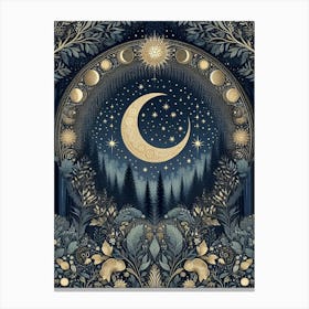 Moon And Stars 5 Canvas Print