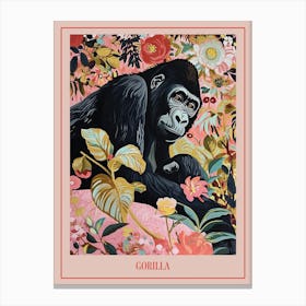 Floral Animal Painting Gorilla 4 Poster Canvas Print