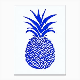 Pineapple 1 Symbol Blue And White Line Drawing Canvas Print