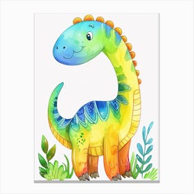 Rainbow Edmontosaurus Dinosaur 3 Canvas Print