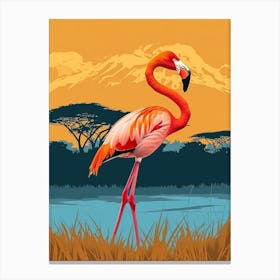 Greater Flamingo Lake Nakuru Nakuru Kenya Tropical Illustration 1 Canvas Print