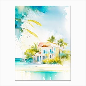 Turks And Caicos Watercolour Pastel Tropical Destination Canvas Print