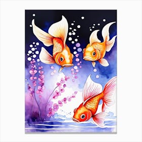 Twin Goldfish Watercolor Painting (52) Canvas Print