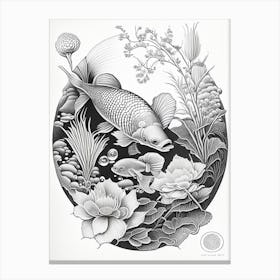 Doitsu Showa Koi Fish Haeckel Style Illustastration Canvas Print