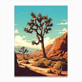  Retro Illustration Of A Joshua Tree In Mountain 1 Canvas Print