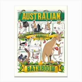 Australian Animals In The Bathroom Canvas Print