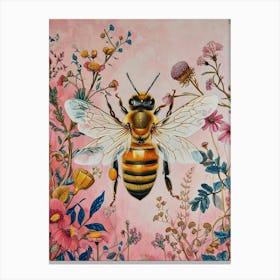 Floral Animal Painting Honey Bee 1 Canvas Print