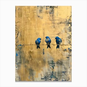 Blue Birds On A Wire 4 Canvas Print