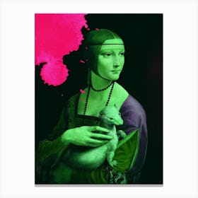 Neon Lady With Ermine Davinci Canvas Print