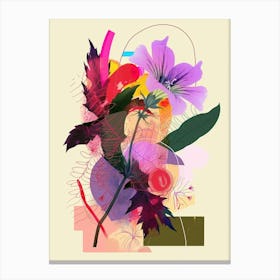 Geranium 3 Neon Flower Collage Canvas Print