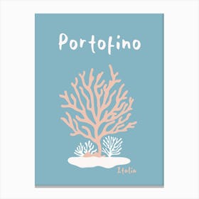 Portofino Italien Reiseposter, rosa Maritime Korallen Liebe Canvas Print