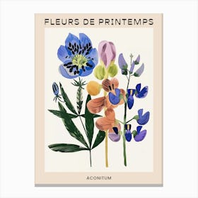 Spring Floral French Poster  Aconitum 1 Canvas Print