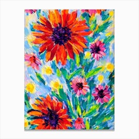 Gazania Floral Print Abstract Block Colour 1 Flower Canvas Print