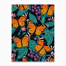 Seamless Pattern With Butterflies 9 Canvas Print