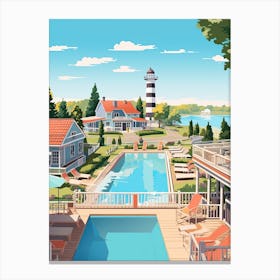The Hamptons New York, Usa, Flat Illustration 2 Canvas Print