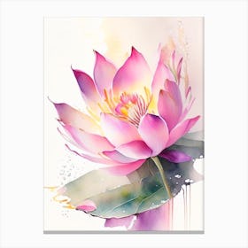 Pink Lotus Storybook Watercolour 4 Canvas Print