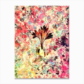 Impressionist Autumn Crocus Botanical Painting in Blush Pink and Gold n.0013 Canvas Print