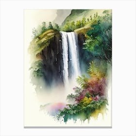 Manawaiopuna Falls, United States Water Colour  (2) Canvas Print