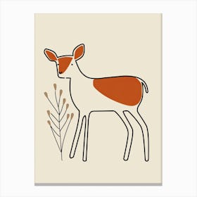 Deer - Boho, Line Art 15 Canvas Print