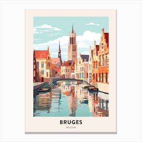Vintage Winter Travel Poster Bruges Belgium 6 Canvas Print